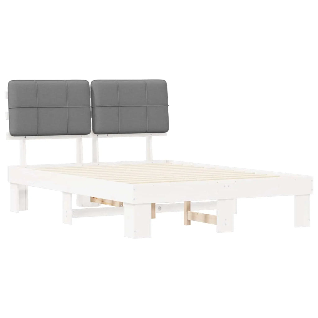 Letto con Testiera Rivestita Grigio chiaro 140 x 200 cm 877418