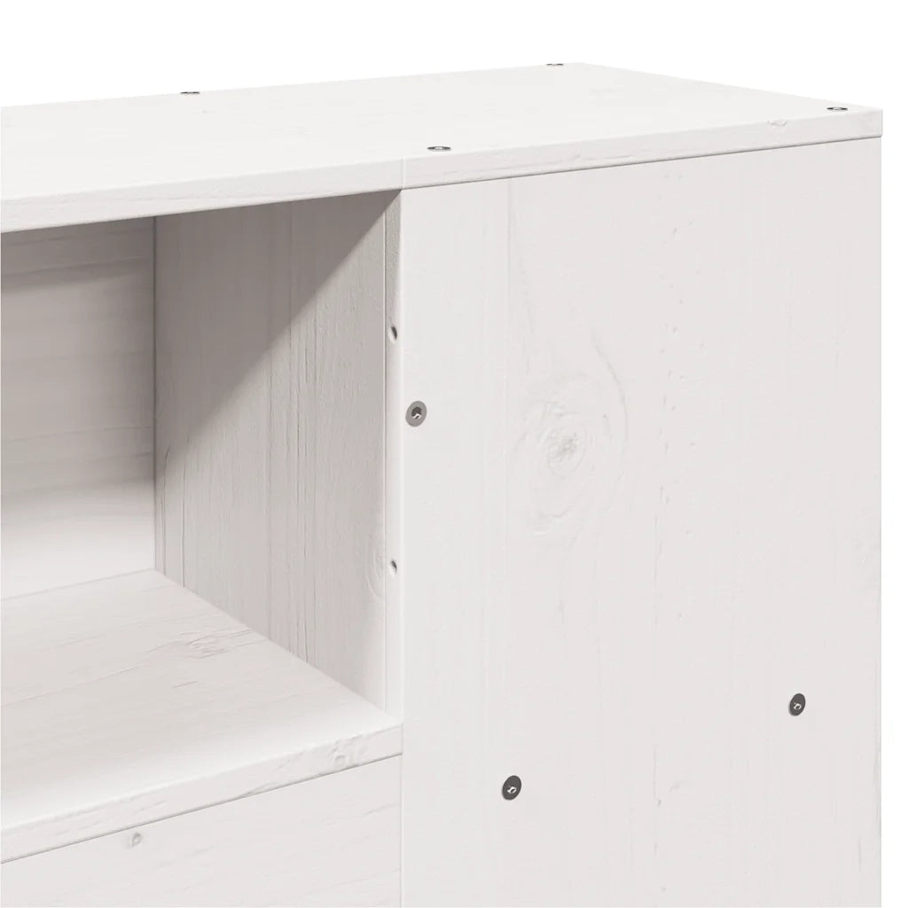 Letto Libreria senza Materasso-Struttura Letto con contenitore Bianco 160x200 cm Legno di Pino 114092