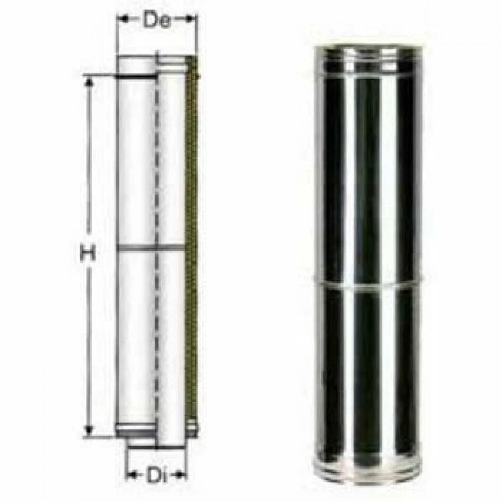 Inox doppia parete elemento tele scopico d.150 b08x9sky