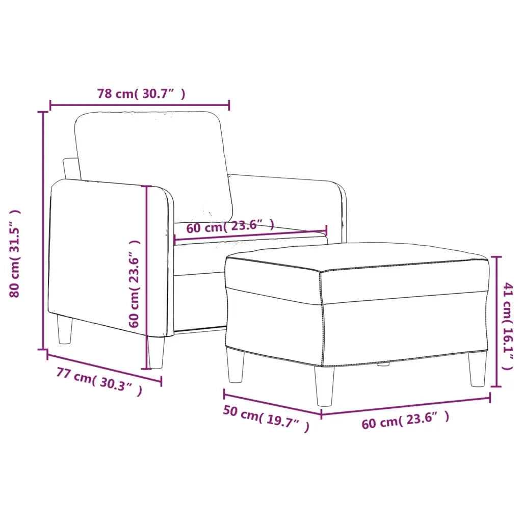 Poltrona | Sedia Relax con Poggiapiedi Tortora 60 cm in Tessuto