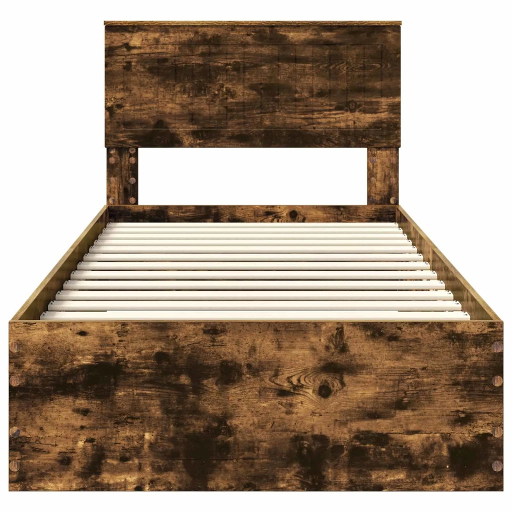 Letto singolo | Letto per adulti | Struttura del letto Rovere fum¨¦ 90 x 190 cm Legno multistrato