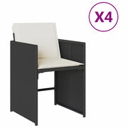 Sedie da Giardino con Cuscini 4 pz | Sedie da Esterno Nere in Polyrattan