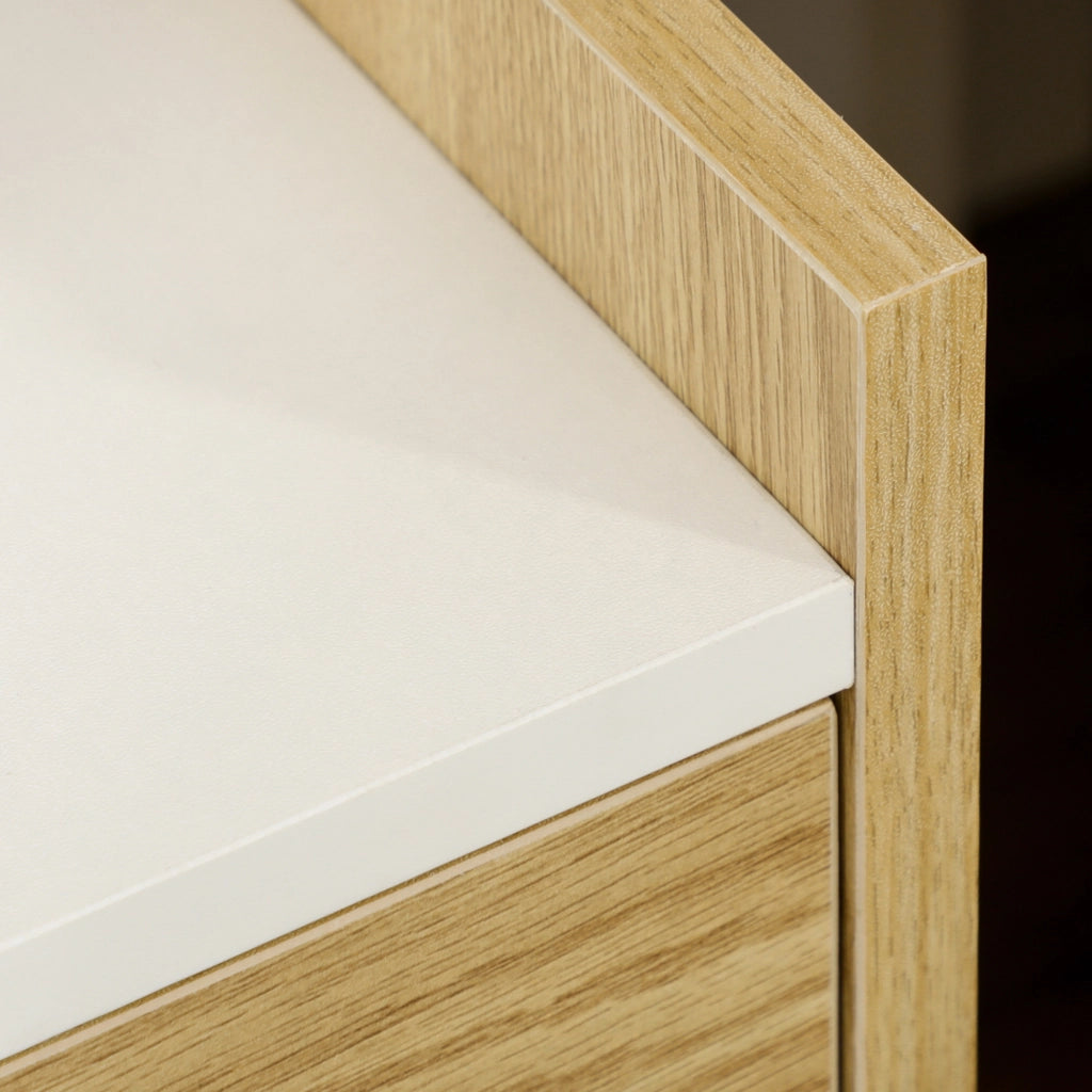 Comodino moderno con 2 prese USB e cassetto ¨C zephmum ¨C 40x40x60cm, colore legno