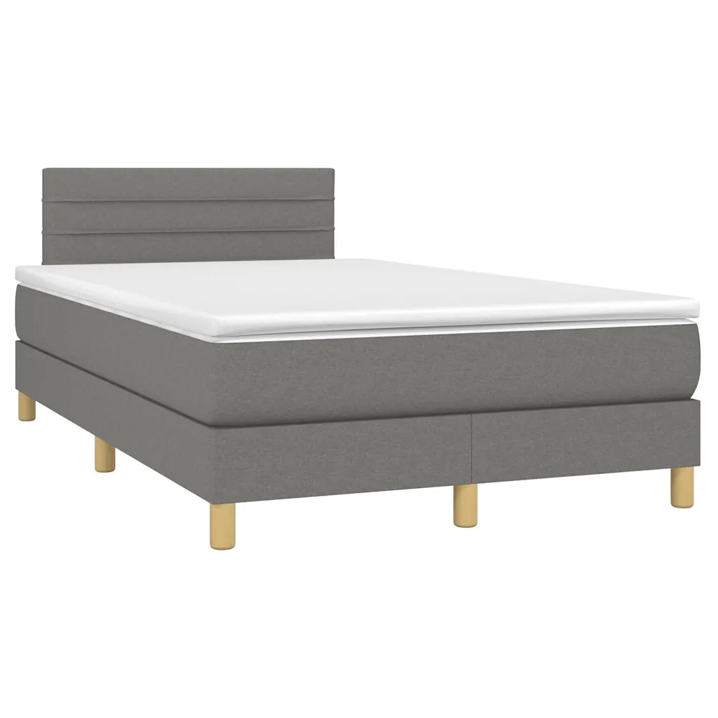 Letto a Molle Materasso e LED Grigio Scuro 120x190cm in Tessuto 3270096