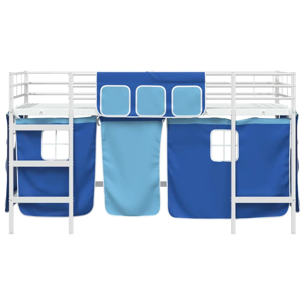 Struttura del Letto Loft per Bambini con Tendine-Giroletto per bambini Bianco e Blu 824574