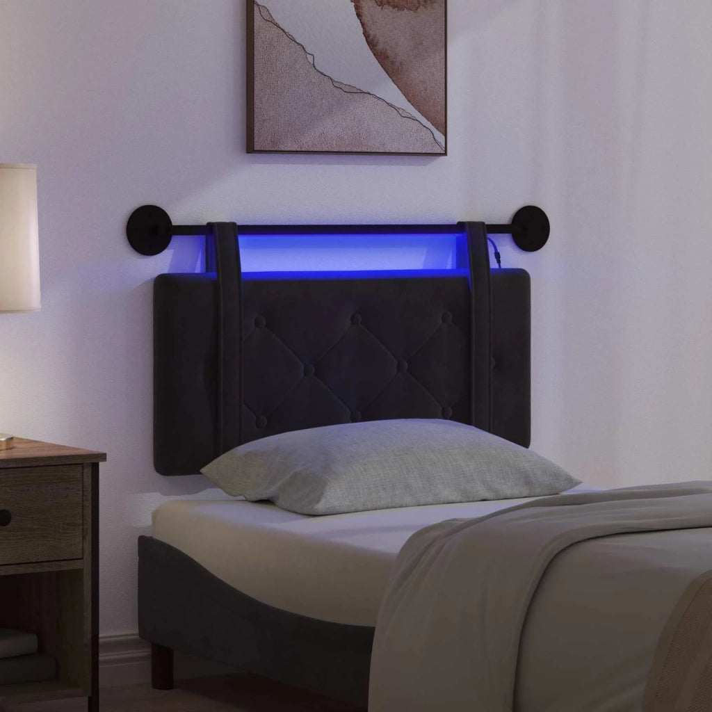 Testiera sospesa Con luce LED Nero Velluto 3424089