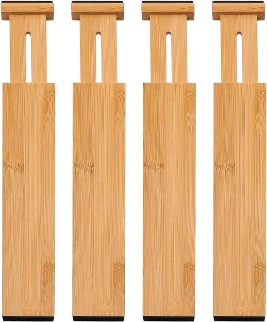 Verdelatori di carrello in bambù - adattabili - sostenibili e espandibili - separatori - per cucina, camera da letto, bagno, ufficio - abbigliamento - idonei per - bambù - 4 pacchi - organizzatori di carrello