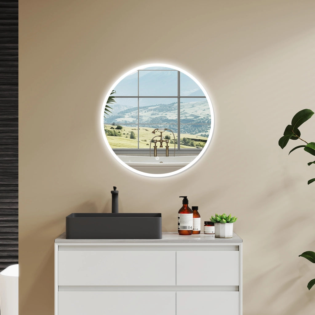 AICA SPECCHIO DA BAGNO ROTONDO CON LED 120 x 120 cm, antiappannamento, interruttore a sfioramento