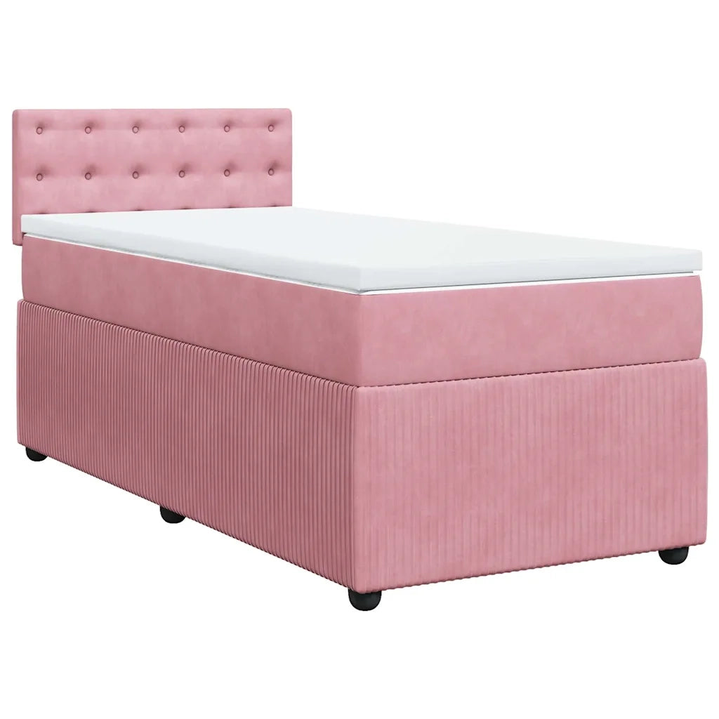 Giroletto a Molle con Materasso Rosa 90x200 cm in Velluto