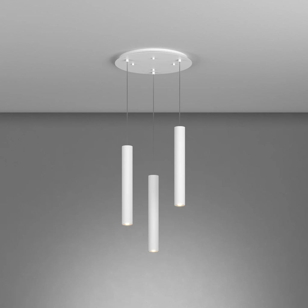 Lampadario Tondo Industrial-Minimal Xeana Metallo Bianco 3 Luci Gu10