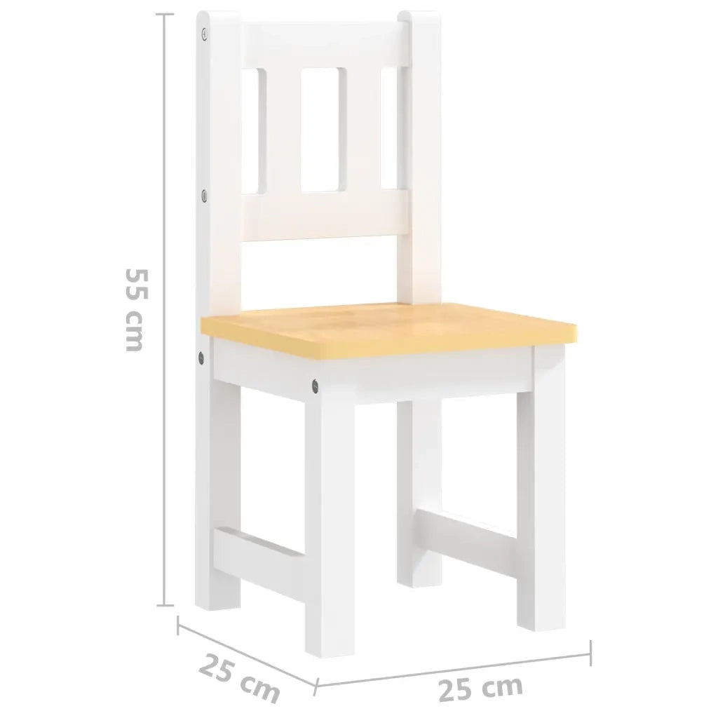 Set Tavolo e Sedie per Bambini 3 Pezzi Bianco e Beige in MDF 10410