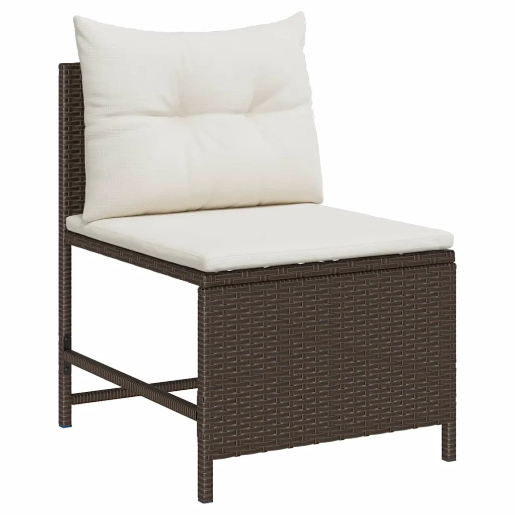 Set Divano da Giardino 6 pz | Set Salotto da Giardino Marrone e Crema polyrattan