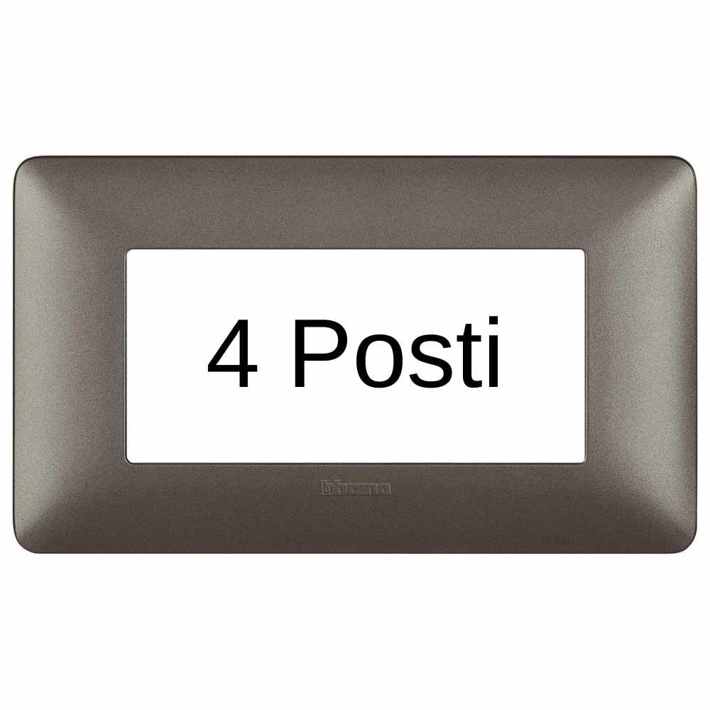 Bticino matix placca 4 posti tecnopolimero colorata am4804 pezzi 4 *** colore iron grigio scuro, confezione 1
