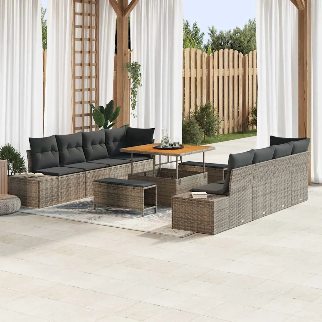 Set Divano da Giardino con cuscino 11 pcs Grigio polyrattan 3362768