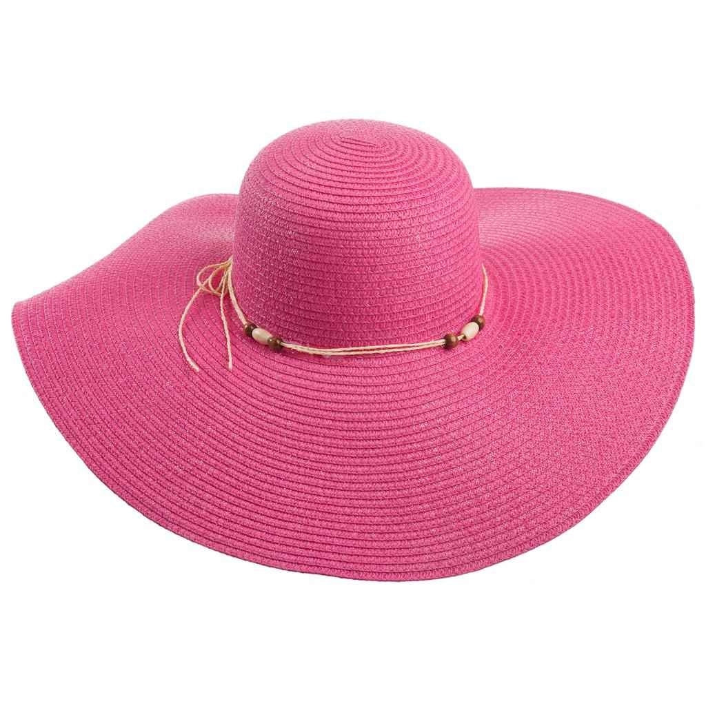 Cappello rosa a tesa larga con dettaglio 58