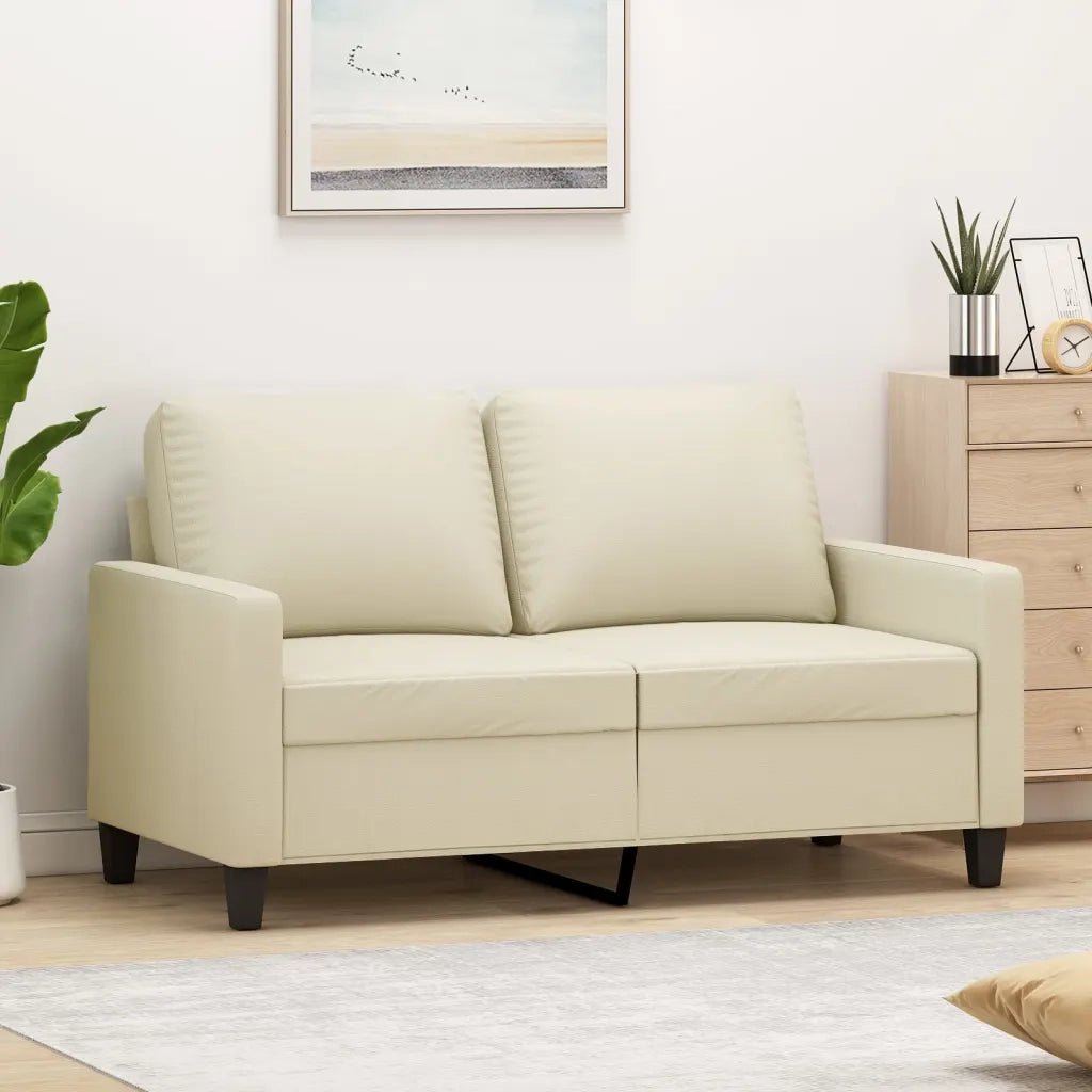 Divano | Divano da soggiorno | Sofa a 2 Posti Crema 120 cm in Similpelle