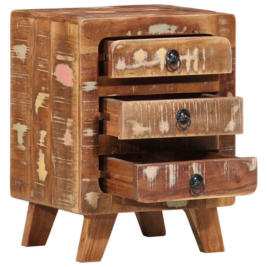 Comodini 2pz-Set di 2 Tavolino da notte 37x32x50 cm in Legno Massello di Recupero