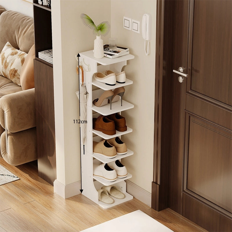 Scarpaia stretta bianca scaffale 6 livelli loft con ganci