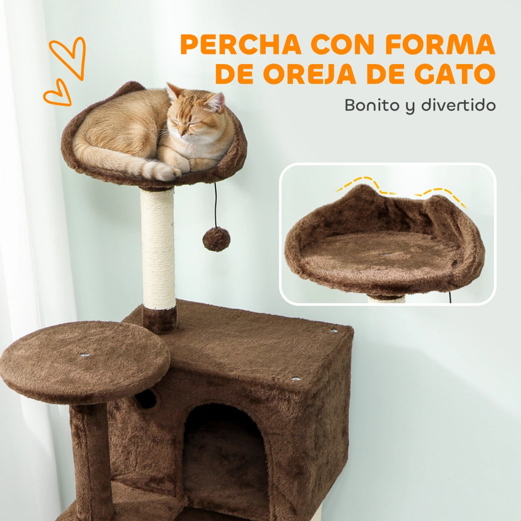 Albero tiragraffi per gatti con piattaforme, letto, amaca e scale ¨C zephmum ¨C marrone, 160 cm
