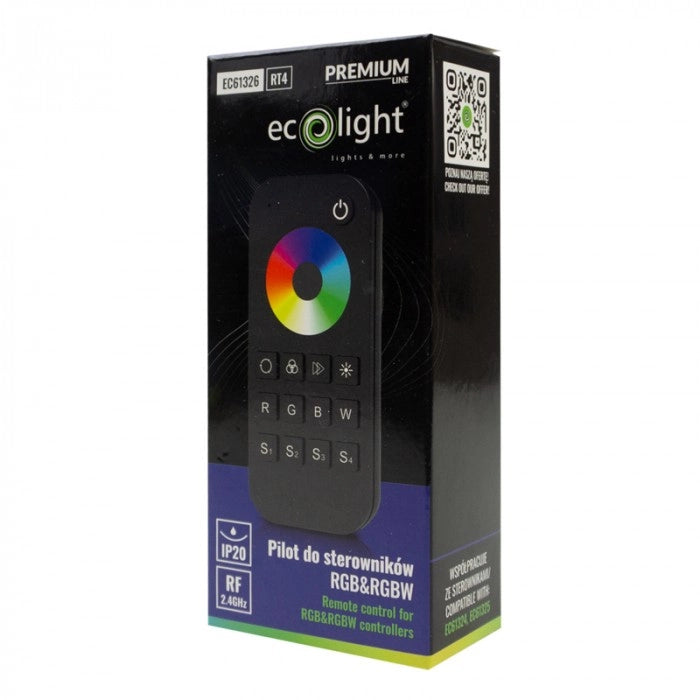 Telecomando RF RT4 touch strisce LED RGBW nero Ecolight