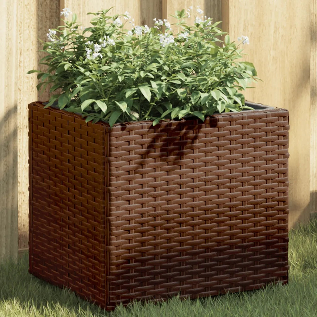 Fioriera | Cassetta per fiori | Vaso da Giardino Marrone 36x30x32 cm in Polyrattan