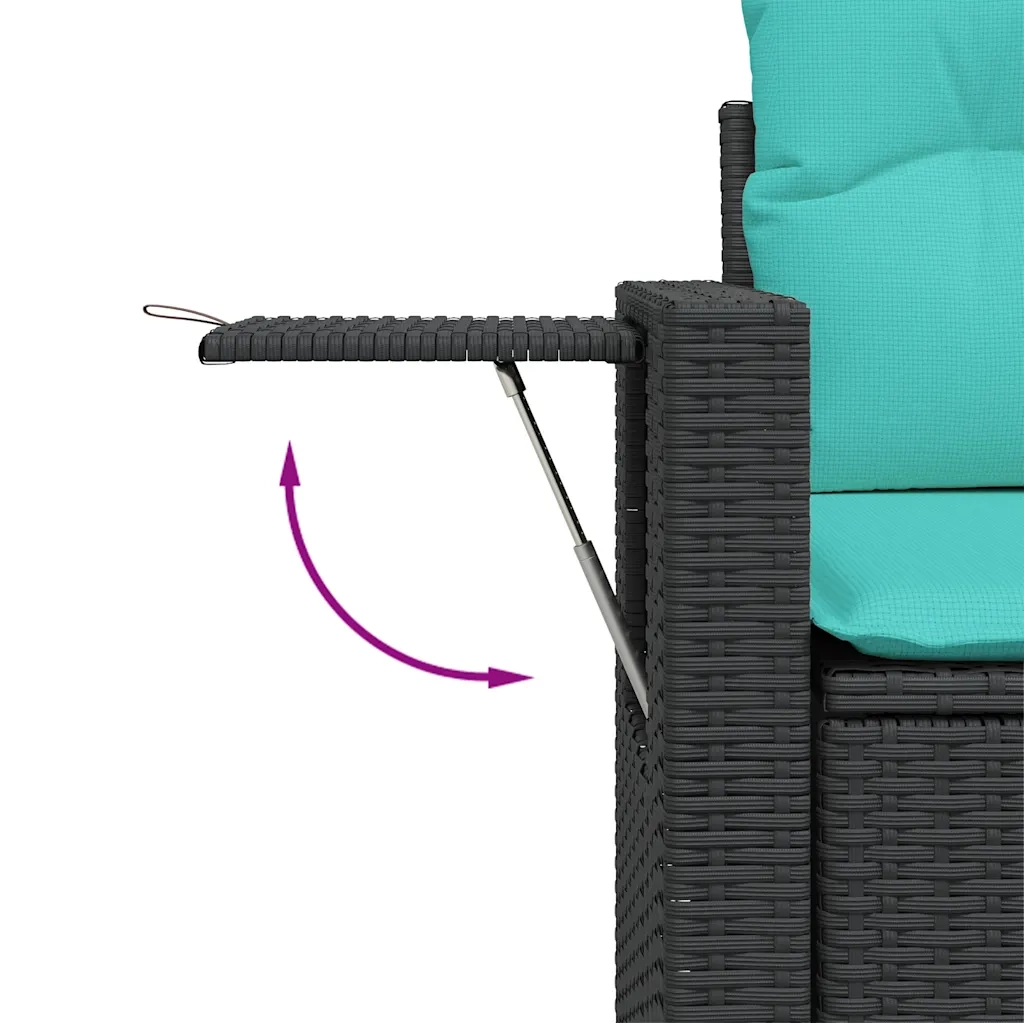 Set Divani da Giardino 13 pz con Cuscini Nero in Polyrattan 3224496