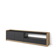 Mobile TV Soggiorno, 207x50x37 cm, Per TV fino a 80", LED, Nero e rovere