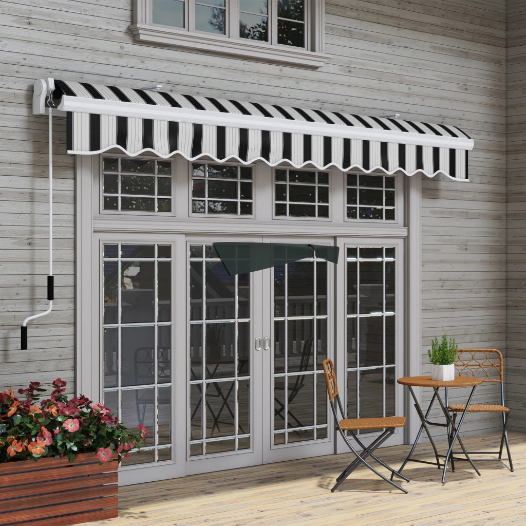 Tenda da sole a cassonetto manuale con manovella da 1.5 m telaio in alluminio bianca per finestre porte e terrazze