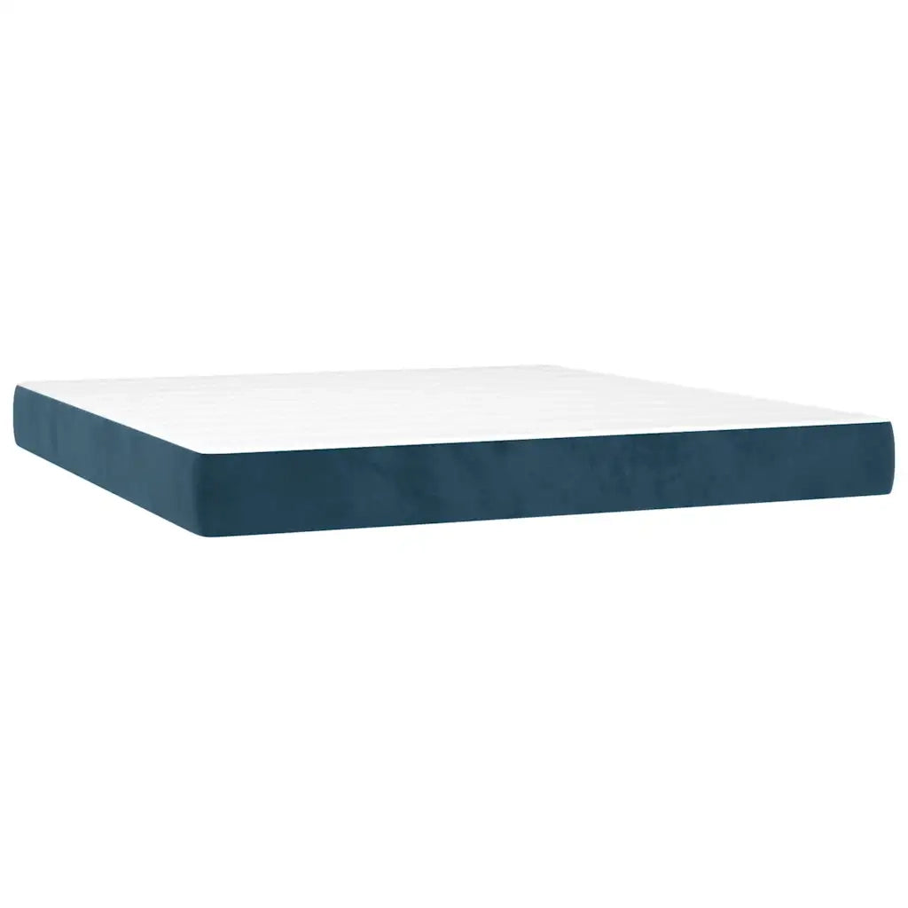 Giroletto a Molle con Materasso Blu Scuro 180x200 cm in Velluto
