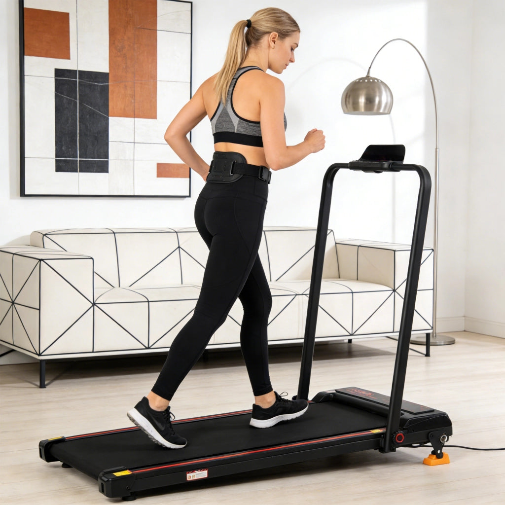 Tapis roulant pieghevole con inclinazione regolabile fino a 12 km/h display LED app telecomando nero 120 kg