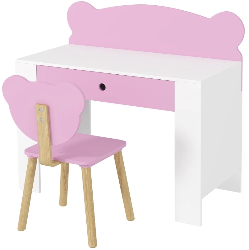 Set scrivania per bambini con sedia e cassetto rosa
