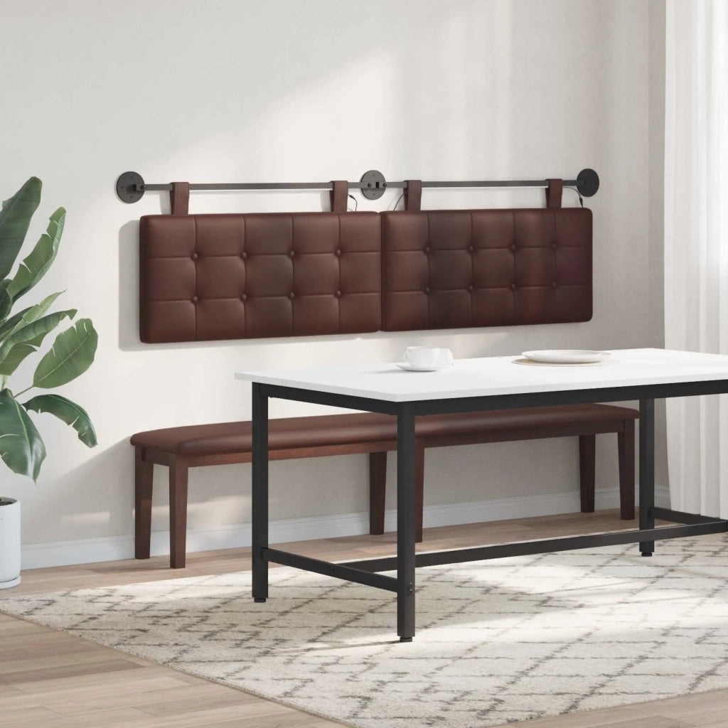 Testiera | Testata sospesa Con luce LED Marrone Similpelle
