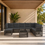 Set Divano da Giardino 9 pz Grigio polyrattan 3434318