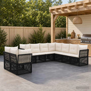 Set Divano da Giardino 9 pz Nero polyrattan 3434263