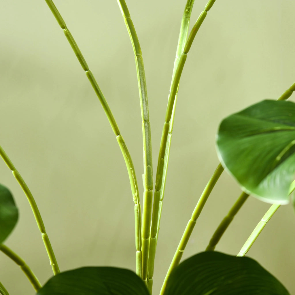 Pianta artificiale da 180 cm in plastica verde con vaso nero e muschio artificiale per interni ed esterni