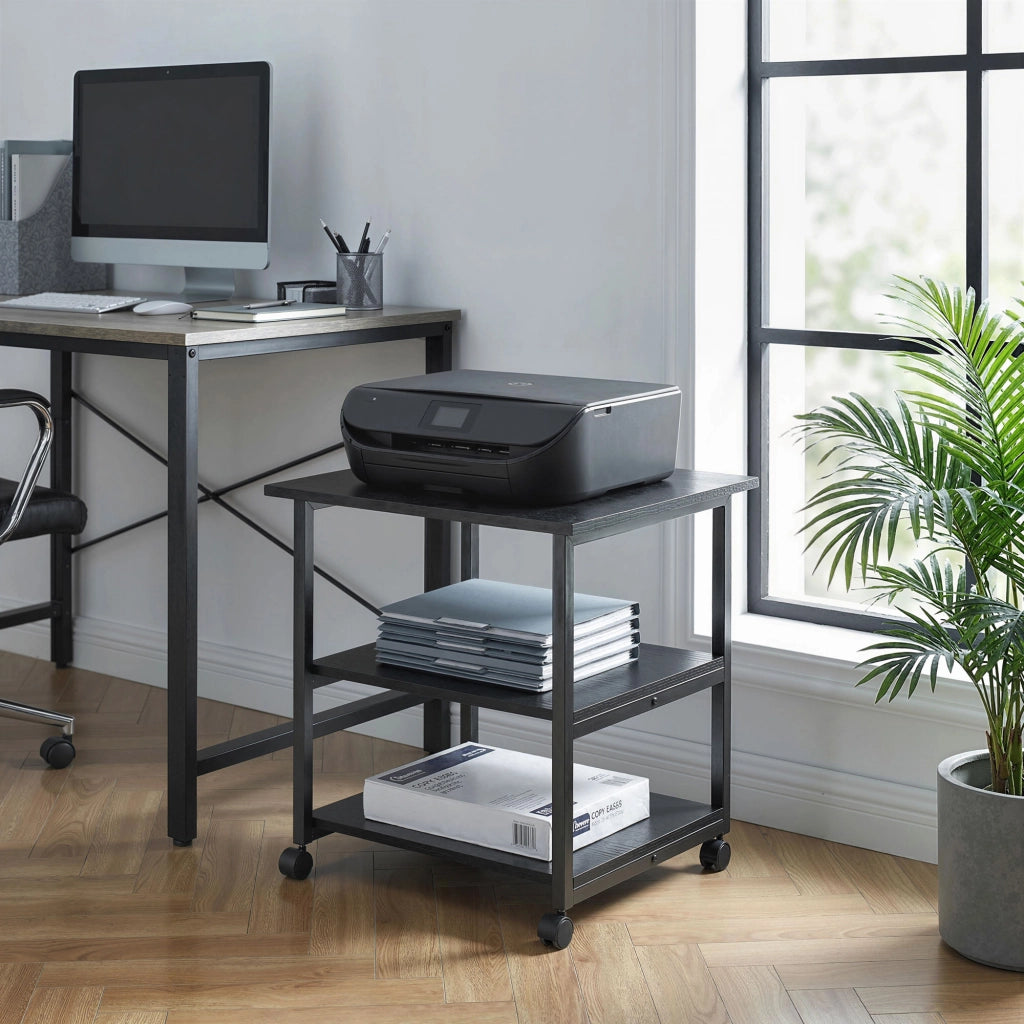 Carrello porta stampante con 3 ripiani e ruote ¨C Xylo ¨C 50x50x52,5 cm