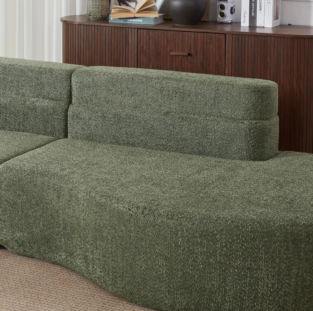 Divano modulare in schiuma 310 cm, 2 pezzi, rivestimento in tessuto Teddyfleece rimovibile e lavabile, design moderno minimalista