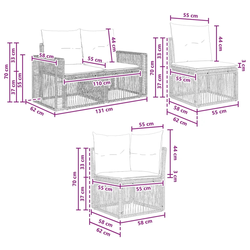 Set Divano da Giardino 13 pz Grigio e Grigio Scuro polyrattan 3435275