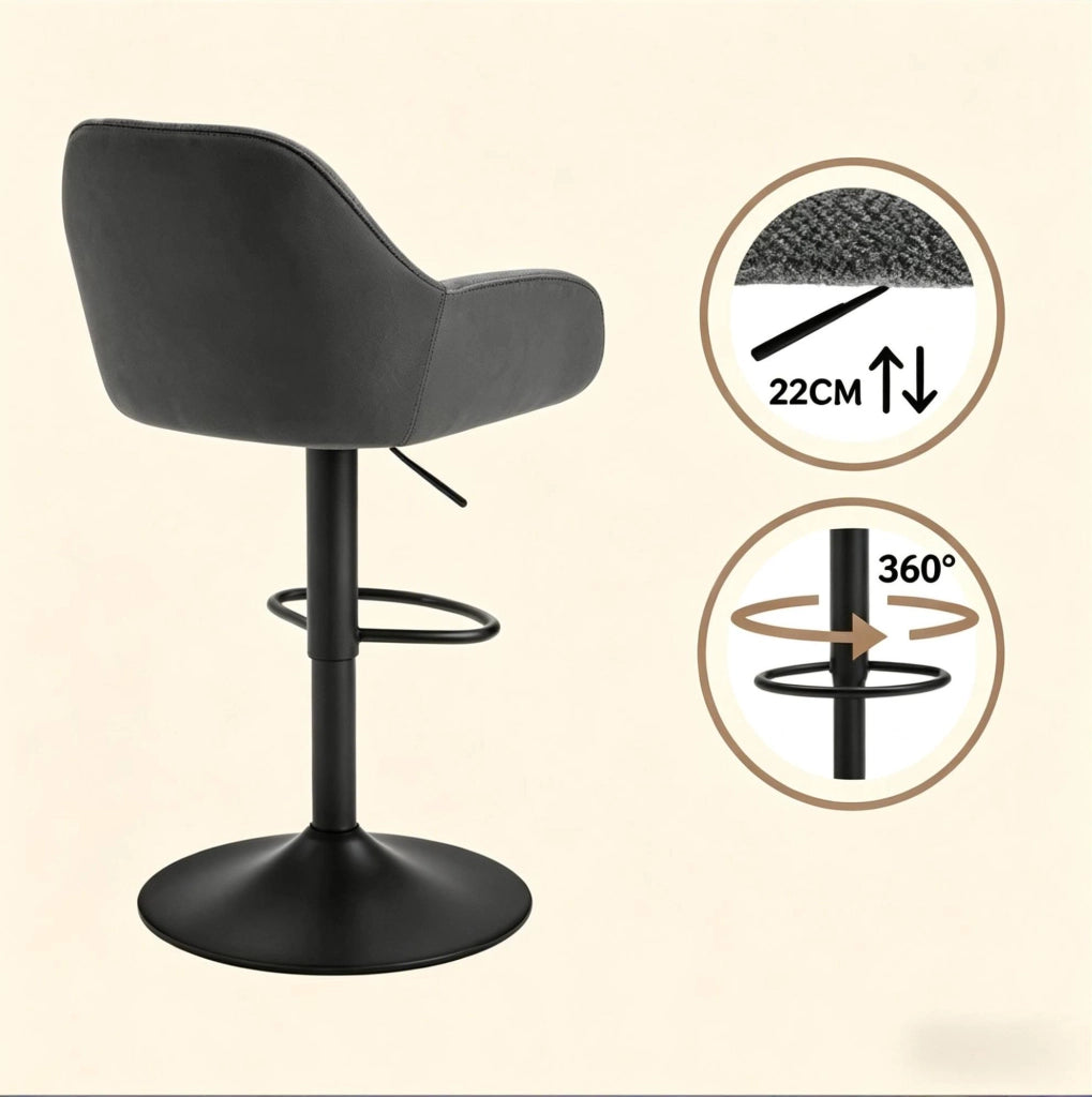 Set di 2 sgabelli da bar girevoli regolabili, grigio scuro