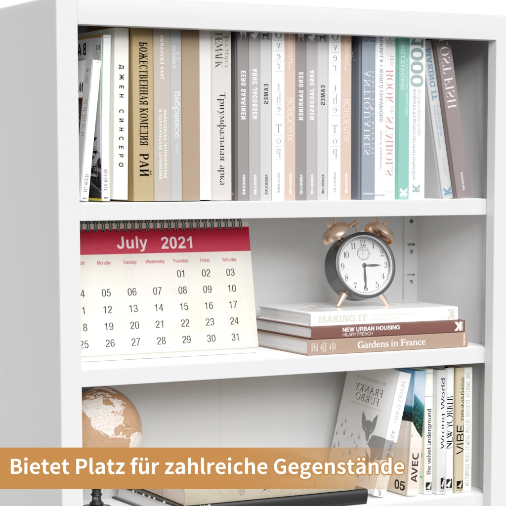 Libreria in metallo con anta bianca; 5 ripiani regolabili; stile industriale; 180;3 x 23;4 cm