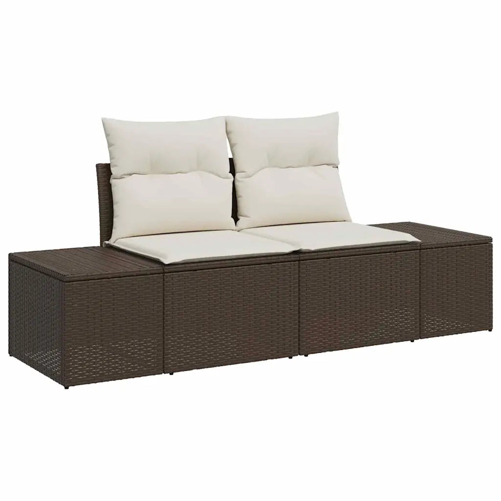 Set Divano da Giardino 9 pcs Marrone Poly Rattan