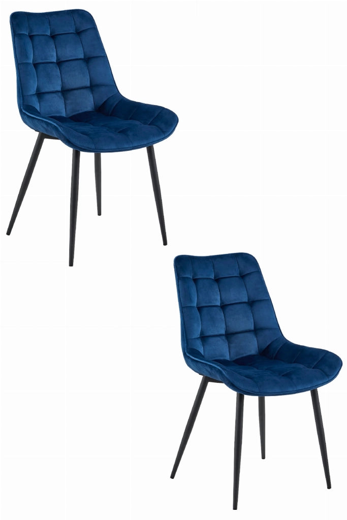 Sedia VALORA BERA - Velluto blu navy con gambe nere x 2