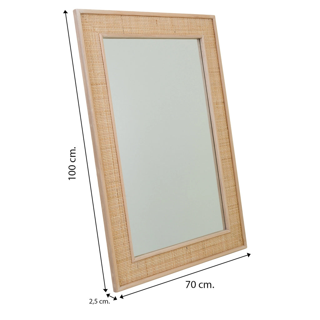 Specchio in MDF e griglia, marrone, 70x2,5x100 cm