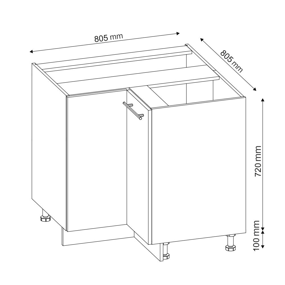 Vicco Mobile ad angolo cucina Antracite-oro 80.5 cm senza piano di lavoro