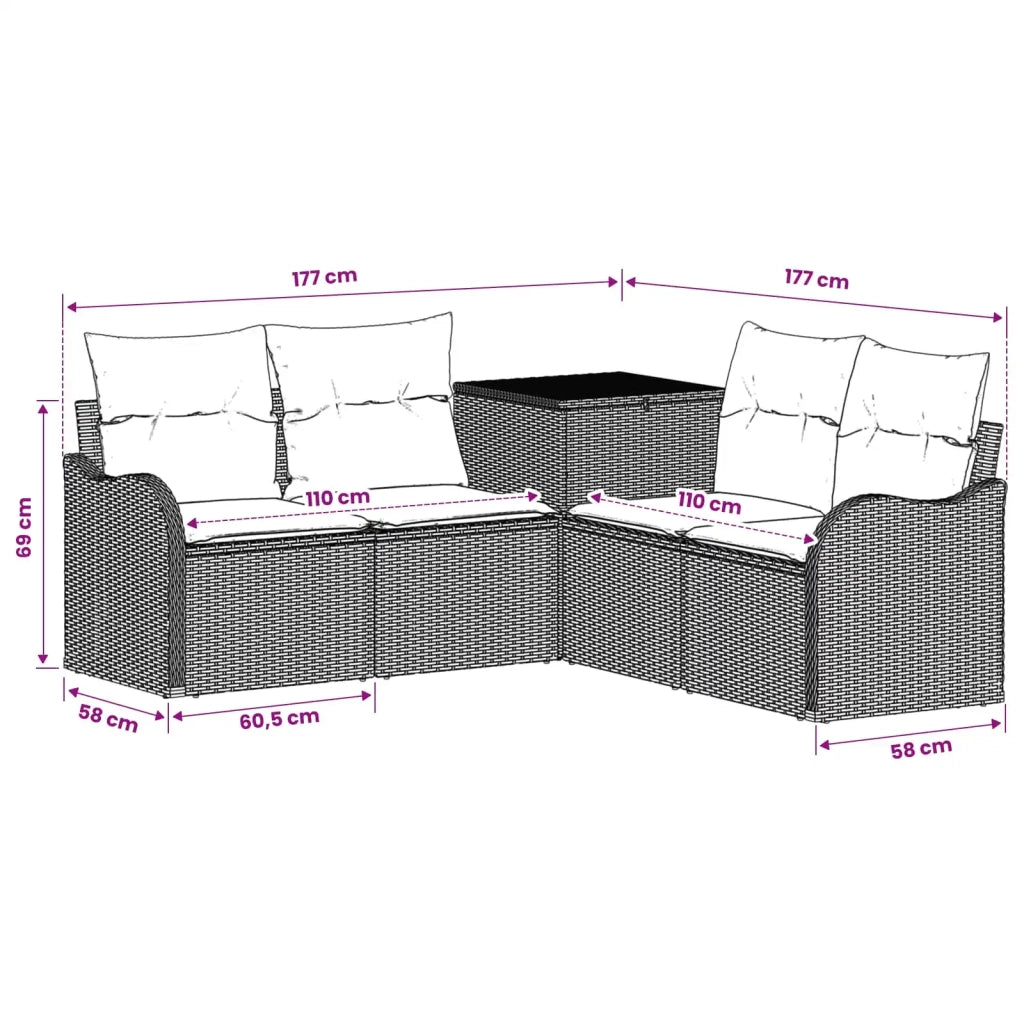 Set di divani 5 pz Beige e Grigio Chiaro 3447763