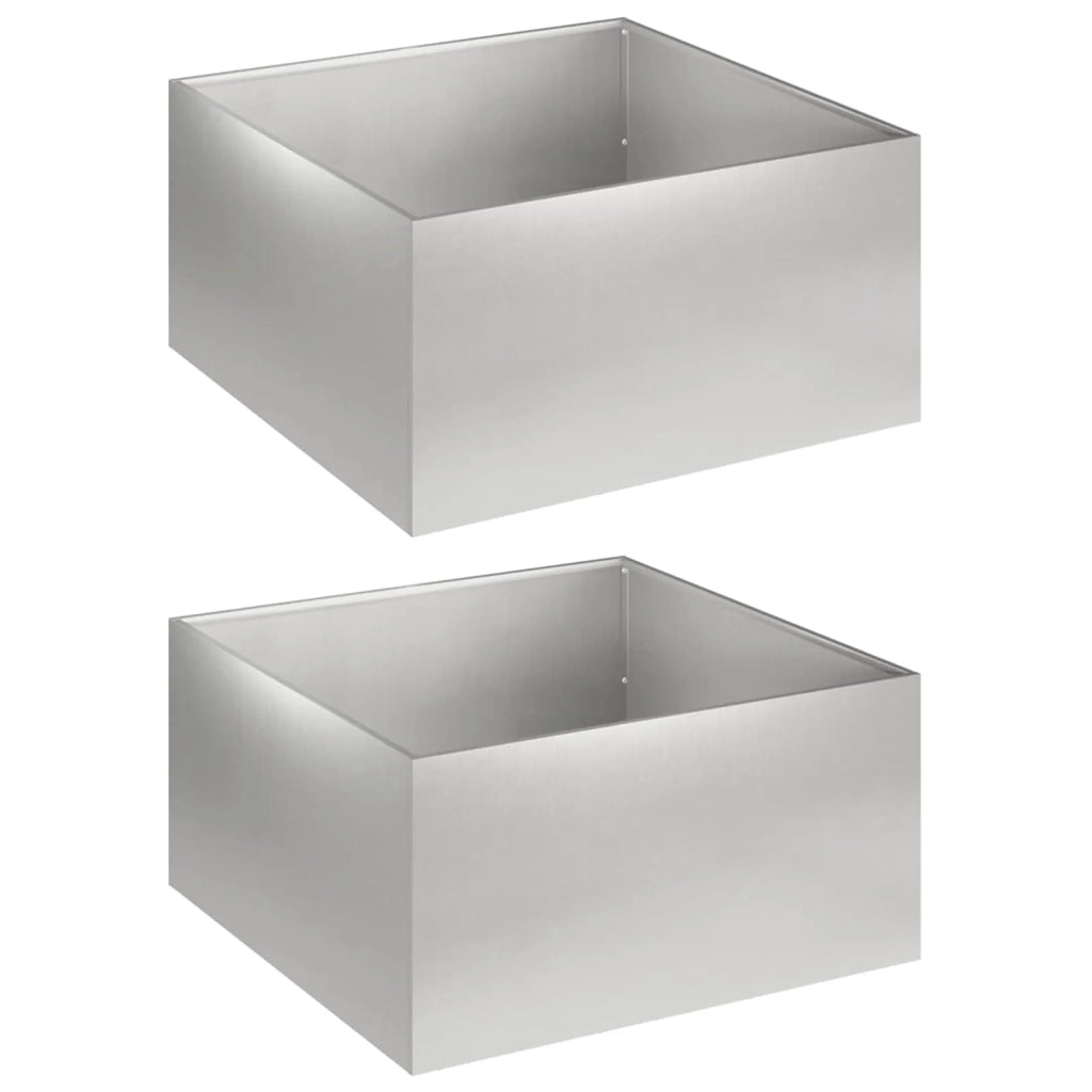 Vaso da giardino 2 pz Argento 60 x 60 x 30 cm Acciaio Inox 8005059