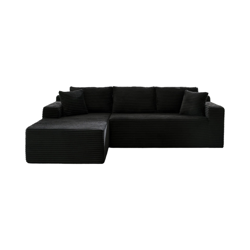 Divano modulare ULEVR 252,5x163x65 cm nero con 4 configurazioni, schiuma e molle insacchettate