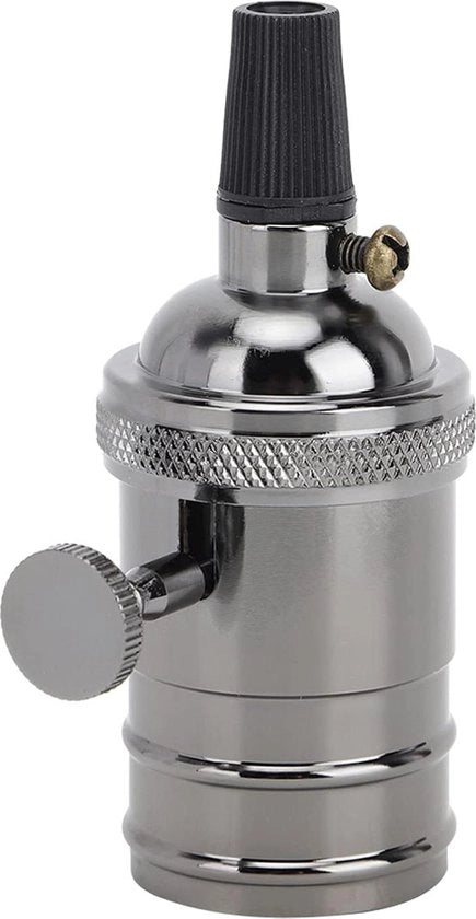 Lampiera a stilo retro per E27 con interruttore - attacco per lampada da soffitto - accessori di riserva per lampada da tavolo e da terra - illuminazione DIY a stile vintage - nero perla - 220-240V
