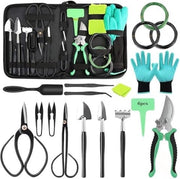 Set di attrezzi per giardinaggio completo con 24 componenti e borsa portatile