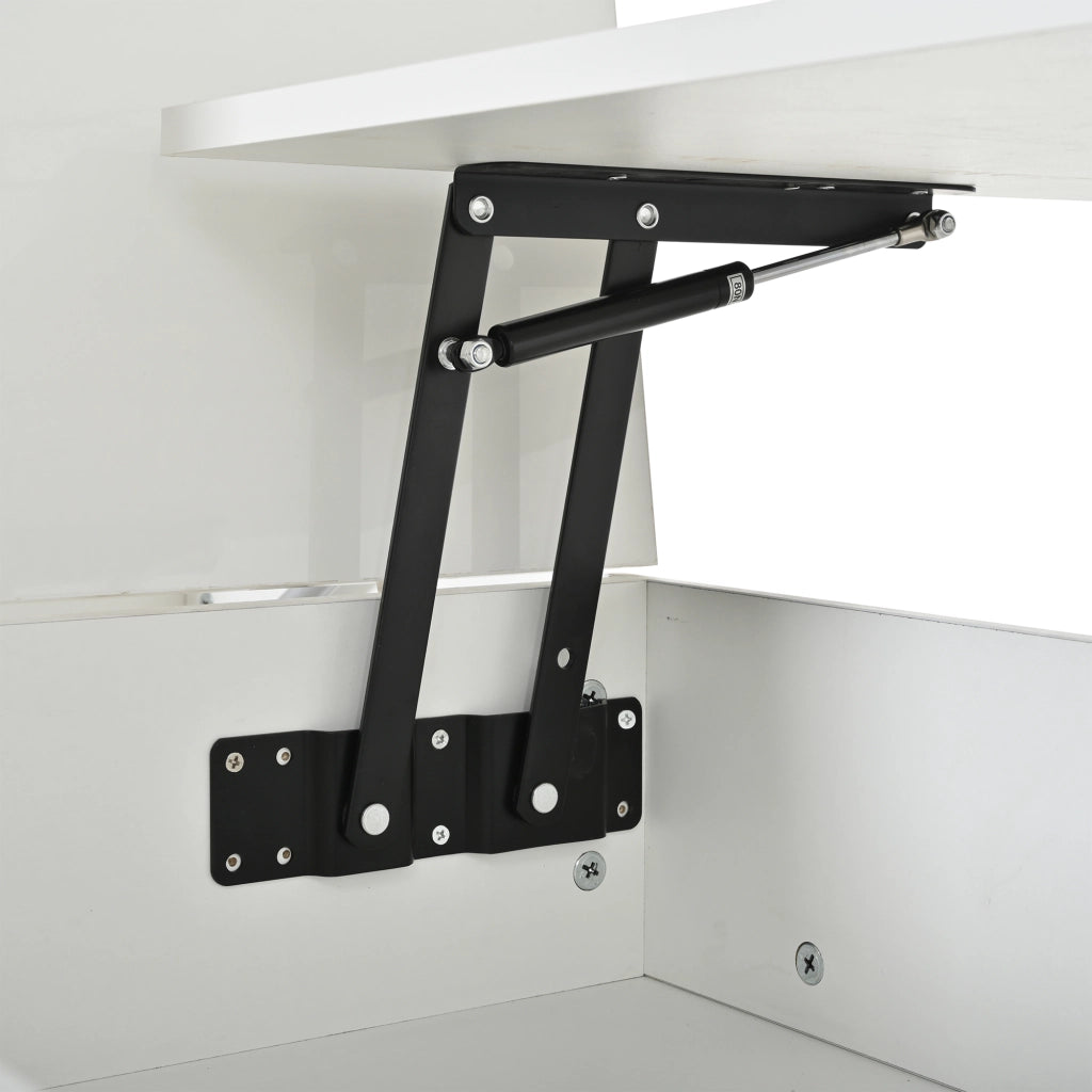 Tavolino da caffè 100x45x43 cm con piano sollevabile e LED in pannello truciolare bianco